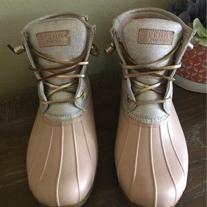 Sperry Duck Boots- Size Nine 9 - Pink Sparkles